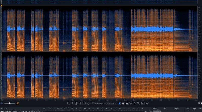 iPhoneとAG01の接続して録音した音声データのアナライズ画像